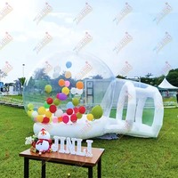 Zhenmei Maison Bulle Gonflable en PVC avec Plateforme de Saut, Ventilateur Intégré, Installation Facile, Tente Dôme Transparente, Matelas Gonflable pour