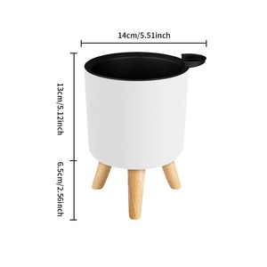 Pot de fleurs auto-arrosant sur pieds <span class=keywords><strong>en</strong></span> bois, pot de fleurs sur pied, conteneur <span class=keywords><strong>en</strong></span> plastique, pot à bonsaï, décorations pour la maison, intérieur - Product Image 5