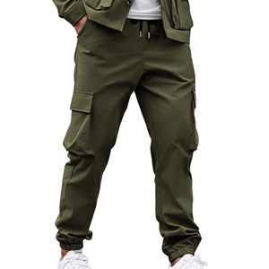 Ensemble de vêtements d'extérieur pour homme personnalisé, respirant, avec cordon de serrage, style cargo |   Survêtement streetwear en coton et élasthanne |   Taille mi-haute, coupe décontractée - Product Image 3