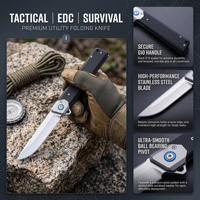 Couteau pliant tactique G10 à lame Tanto, couteau de poche à ouverture rapide, vis pivotante laser, verrouillage Liner Lock, EDC, pour activités de plein air, camping et usage industriel