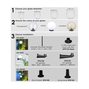 Lámpara Esférica para Exteriores Velamp de 200 mm con Casquillo E27, PMMA Transparente, IP44, Montaje Empotrado, Lámpara de Jardín - Product Image 4