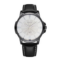 Montre-bracelet en cuir étanche pour hommes, Style à la mode, Unique, grand cadran, cadeau 3atm, Yazole 332
