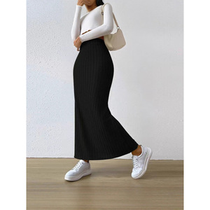 <span class=keywords><strong>Jupe</strong></span> <span class=keywords><strong>midi</strong></span> décontractée en maille fendue coupe ajustée pour femme, style européen et américain, collection automne/<span class=keywords><strong>hiver</strong></span>, en stock, ODM OEM - Product Image 1