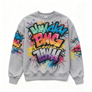 TKAN267 Venta al por mayor Color sólido Sudadera de manga larga Cuello redondo Estilo de pareja Diseño Impreso Logo Jersey de gran tamaño para hombre - Product Image 3