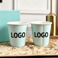 Tasse en porcelaine imitation papier réutilisable 280 ml, vente en gros, pour café et lait, compatible micro-ondes, personnalisable par sérigraphie, cadeau