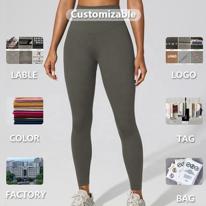 黒ハイウエストワークアウトタイツスポーツジムヨガパンツレギンス女性用フィットネスバットリフトスポーツバターソフト卸売 - Product Image 6