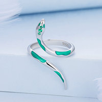 Bagues ouvertes en argent sterling 925 de couleur verte en forme de serpent pour femmes, magnifiques bagues de soirée, bijoux fins, cadeau BSR328