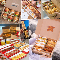 Boîte de papier pour hamburger de poulet frit à emporter imprimé personnalisé boîte d'emballage de nourriture de collation de rue pour restauration rapide poisson et frites de pommes de terre