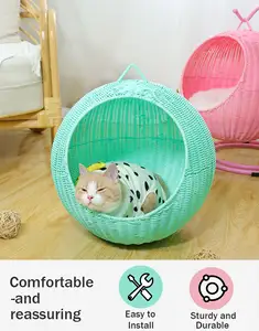 럭셔리 냉각 애완 동물 침대 등나무 침대 프레임 해먹 교수형 바구니 고양이를위한 편안한 냉각 고양이 침대