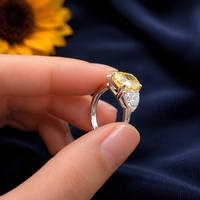 Bague de fiançailles en argent sterling 925 avec trois pierres de moissanite taille brillant rond serties à griffes, bijoux de mariage