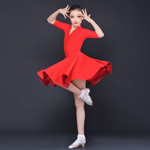Robe de <span class=keywords><strong>danse</strong></span> latine à manches mi-longues pour filles, tenue professionnelle de tango, salsa, rumba, samba, costume de <span class=keywords><strong>danse</strong></span> de salon - Product Image 4
