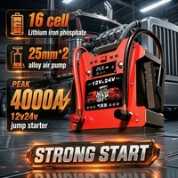 12V 24V Auto-Starthilfe 16-Zellen LiFePO4 Doppelzylinder-Legierungs-Luftpumpe 3600A Spitzenstrom Funkenfest für Schwerlast-LKWs