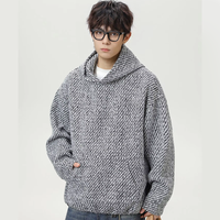 ZY luxe Vintage automne hommes poids lourd vieil argent profil sweat à la mode épaissi flammé à capuche veste haut coupe ample solide