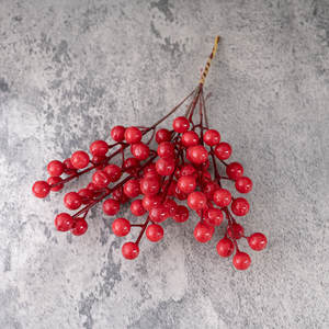 Bon marché Décoration de Noël artificielle <span class=keywords><strong>en</strong></span> mousse pics de fruits artificiels branche tiges rouges - Product Image 5