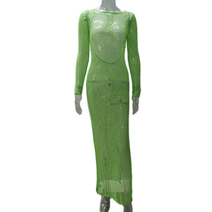 Vestido de Punto <span class=keywords><strong>para</strong></span> <span class=keywords><strong>Mujer</strong></span>, Nuevo <span class=keywords><strong>para</strong></span> Primavera y Verano, Sexy, con Aberturas, Transparente, de Color Sólido, Espalda Descubierta, <span class=keywords><strong>para</strong></span> Vacaciones - Product Image 5