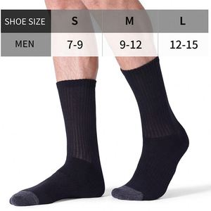 Chaussettes de sport, chaussettes pour bottes de travail avec coussinets intégraux, chaussettes habillées pour hommes de haute qualité, noires - Product Image 2