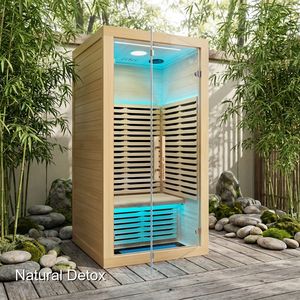 Sauna avec technologie de chauffage au carbone avancée, pour 4 personnes, avec porte-revues intégré et crochets à serviettes inclus - Product Image 1