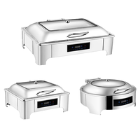 Chauffe-Plats Électrique Rectangulaire en Acier Inoxydable pour Buffet, Capacité 6L/9L, Contrôle Manuel de la Température