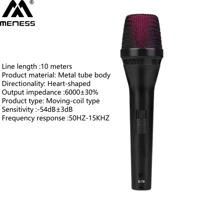 Wired Handheld Dynamic Microphone 10 Meter Line Length 50Hz-15kHz Frequency Range Heart-shaped Directionality Metal Tube Body