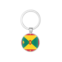 Porte-clés imprimé double face avec drapeau national du Belize, porte-clés rond en alliage et verre pour souvenir sur le thème national