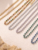 Collier et bracelet exquis en acier inoxydable plaqué or 18 carats, perles rondes colorées en zircon, style bohème, bijoux pour femmes
