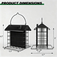 Mangeoire à oiseaux JH-Mech personnalisée, grande capacité, avec bac d'alimentation interne, deux bols d'alimentation amovibles, structure robuste en fil métallique.