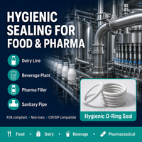 Joint torique en PTFE blanc pour l'industrie alimentaire, des boissons et pharmaceutique, qualité FDA, joint d'étanchéité pour pipeline sanitaire, sur mesure