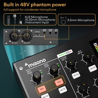 Kartu Suara MAONO, Antarmuka Perekaman Audio, Mixer Kartu Suara Eksternal, Live Streamer dengan Peredam Kebisingan, Mixer Podcast