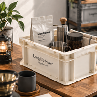 Caisse empilable en plastique de style industriel OEM avec couvercle en acrylique personnalisé, boîte de rangement pour le camping, coffret cadeau pour cadeaux d'entreprise de marque