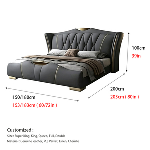 Juego <span class=keywords><strong>de</strong></span> Cama King Size <span class=keywords><strong>de</strong></span> Lujo, Muebles <span class=keywords><strong>de</strong></span> Dormitorio <span class=keywords><strong>de</strong></span> Fábrica, <span class=keywords><strong>Camas</strong></span> <span class=keywords><strong>de</strong></span> Madera, <span class=keywords><strong>Camas</strong></span> Tapizadas Modernas, Base <span class=keywords><strong>de</strong></span> Cama Doble Queen Size con Certificación ROHS - Product Image 2