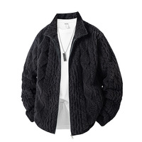 Veste d'hiver pour homme en polaire texturée 3D G-stone, taille européenne, épaisse, en corail, avec fermeture éclair, coupe décontractée, pour le marché transfrontalier