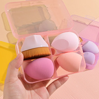 Ensemble d'outils de maquillage pour le visage 4 pièces ensemble d'éponge de maquillage de marque privée ensemble de pinceaux de maquillage avec étui