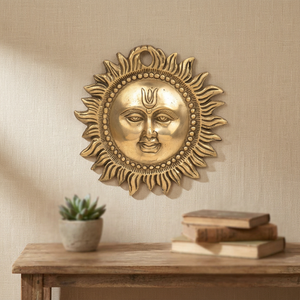 Luxurious Brass Surya <b>Wall</b> Hanging Abstract <b>Framed</b> Vertical <b>Design</b> Handicraft Art for Home Office Farmhouse for Diwali Decor - Product Image 6