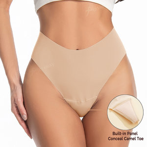 Slip Airtamay a vita alta anti-camel toe, perizoma invisibile con taglio a laccetto, bordi senza cuciture in tessuto di nylon con pannello traspirante integrato - Product Image 1