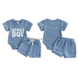 Conjunto de Ropa Casual de Verano para Bebé Niño, con Estampado de Letras MAMAS BOY, Fabricación Personalizada con MOQ Bajo - Product Image 2