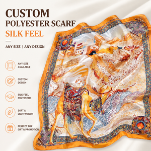 Custom Artistic Printed Square <b>Scarf</b> Vintage Pattern <b>Silk</b> Feeling <b>Scarf</b> for Women Neck Head Wrap Any Size - Product Image 1