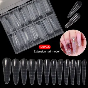 Plastic Nail Forms Quick Building Dual Forms Poly Acryl Nail Extension Oval Stiletto Almond French Nails Tips Capsules