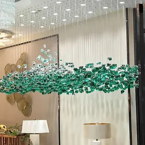 Lustres en pierre de couleur personnalisés Luxe Design personnalisé Lampe suspendue en cristal Hôtel Lobby Villa Escalier Grandes lumières