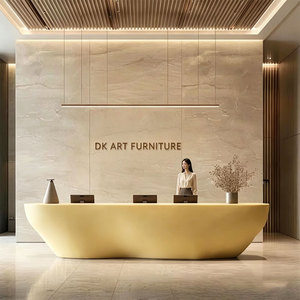 High End Commercial Fiberglass Front <b>Desk</b> Luxury Reception Counter Curved Design for Salon - Product Image 6