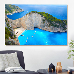 Zakynthos isla <span class=keywords><strong>Grecia</strong></span> paisaje lienzo pared arte Navagio playa océano paisaje marino pared decoración Cuadros <span class=keywords><strong>pintura</strong></span> - Product Image 2