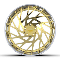 Nouvelles jantes de luxe personnalisées en alliage d'aluminium forgé avec liseré chromé, design turbine multi-branches directionnel, haute performance