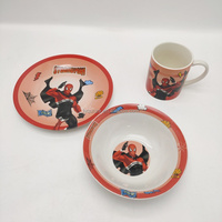 Ensemble de table pour enfants en porcelaine 3pcs, Spider-Man Impression Céramique Enfants Assiette Bol Tasse Vaisselle