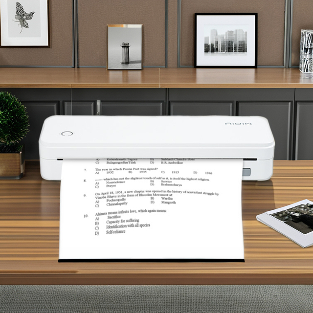 Portable A4 Mobile Thermal Printer Business Trips 300dpi Resolution Mini Wireless 216mm Inkless 208mm Label Paper Used