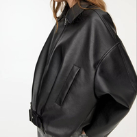 Blouson d'aviateur rétro américain décontracté pour femmes Blouson de moto en cuir à fermeture éclair pour femmes
