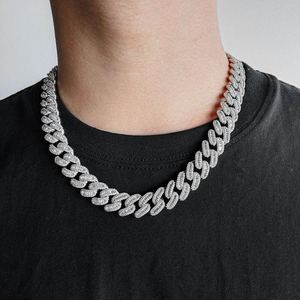 Collar de Cadena Cubana de Moissanita de 14MM de Alta Calidad, Personalizado, Plata de Ley 925, Joyería de Lujo Hip Hop para Hombre, a la Moda - Product Image 3