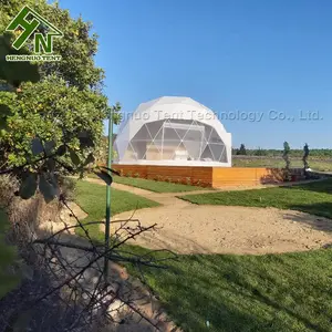 Outdoor geodesic camping dome house tent with triangular glass windows and UV resistant PVC for hotel resort