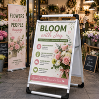 Panneau publicitaire portable en forme de A avec poignée intégrée, cadre d'affichage amovible et recyclable à changement rapide
