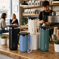 Gobelet isotherme à double paroi en acier inoxydable personnalisé Kingze avec logo, 350 ml et 500 ml, pour le voyage