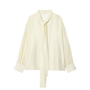 SHENZHU Femme Nouvelle Collection Printemps/Été 2026 Chemisiers en Soie Satinée Tendance et Élégants avec Nœud Papillon, Décontractés, Amples, à Manches Longues, Hauts Chics - Product Image 2