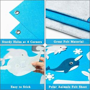 New Design Felt Polar Animals Board , Arctic Antarctica Ocean Animal Bear Penguin Whale Preschool <b>Large</b> Wall Storyboard - Product Image 3